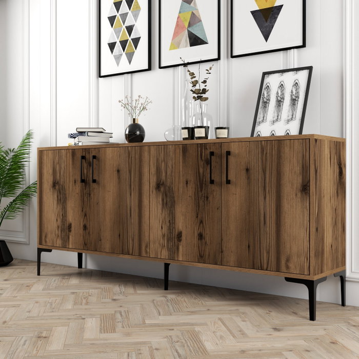 Hanah Home Consola Industrial Kiev - Walnut